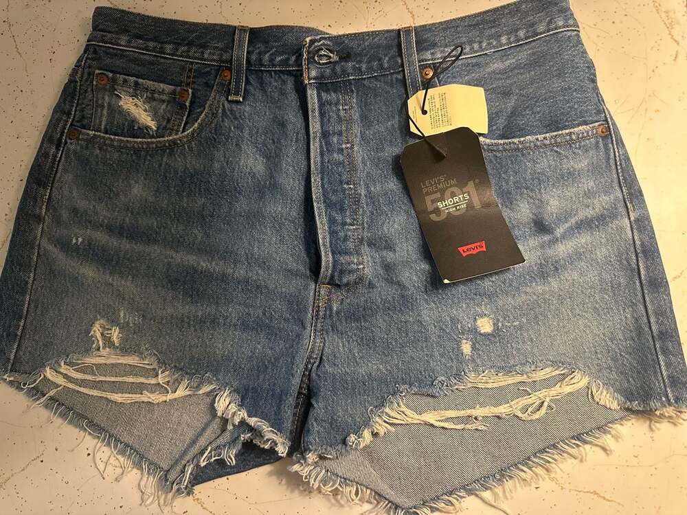 Levi's Premium 501 High Rise Distressed Cutoff Denim Shorts